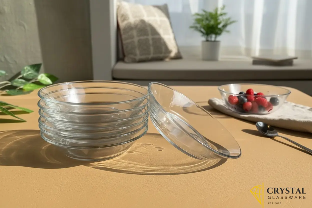 set of 6 clear glass deep soup plates 9 inch dinner plates 